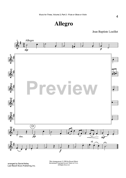 Allegro - Part 2 Flute, Oboe or Violin