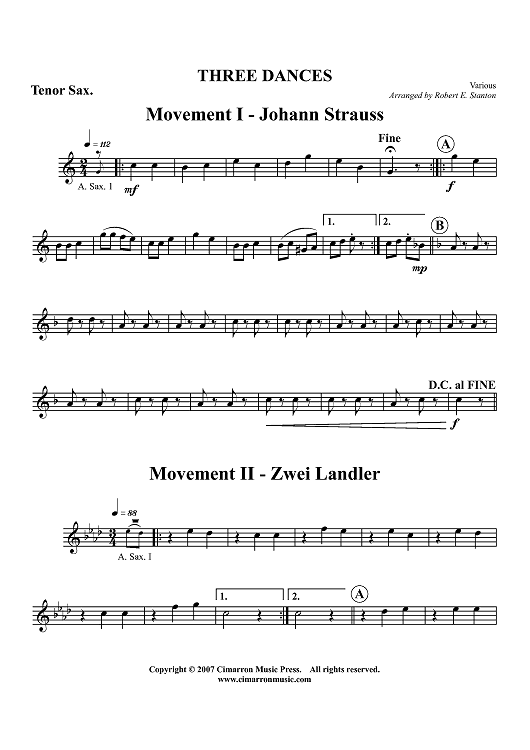Three Dances - Tenor Sax