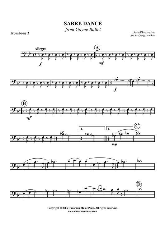 Sabre Dance - Trombone 3