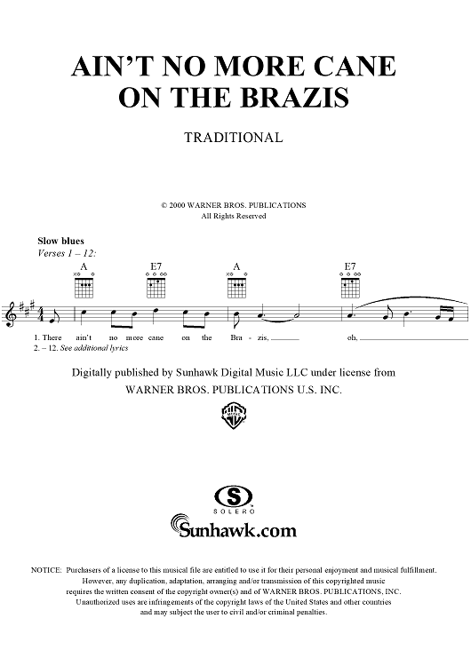 Ain't No More Cane on the Brazis