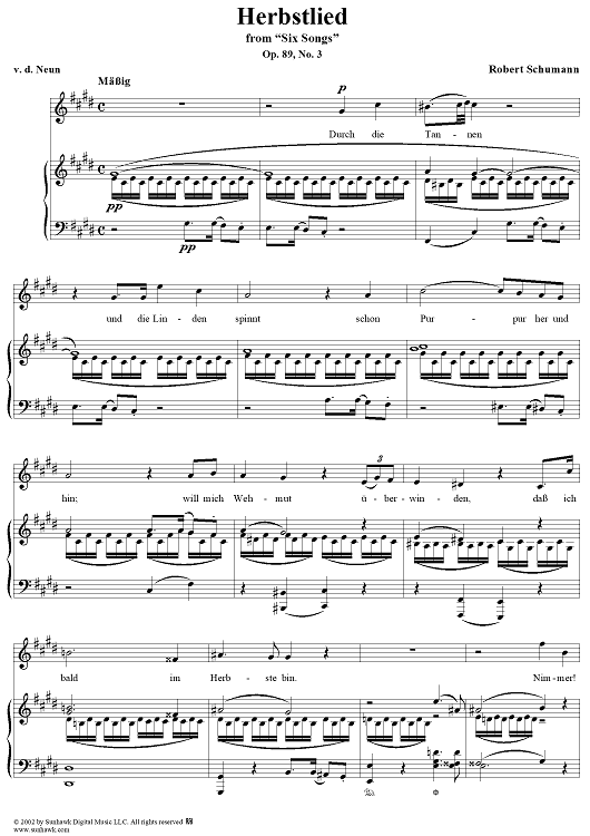 Six Songs, Op. 89, No. 3: Herbstlied