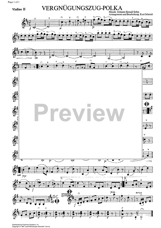 Vergnügungszug, Polka Op.281 - Violin 2