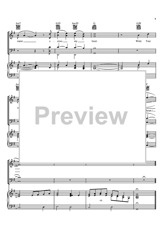 Write Your Name Across My Heart Sheet Music By Randy Van Warmer For Write your name across my heart sheet music by randy van warmer for