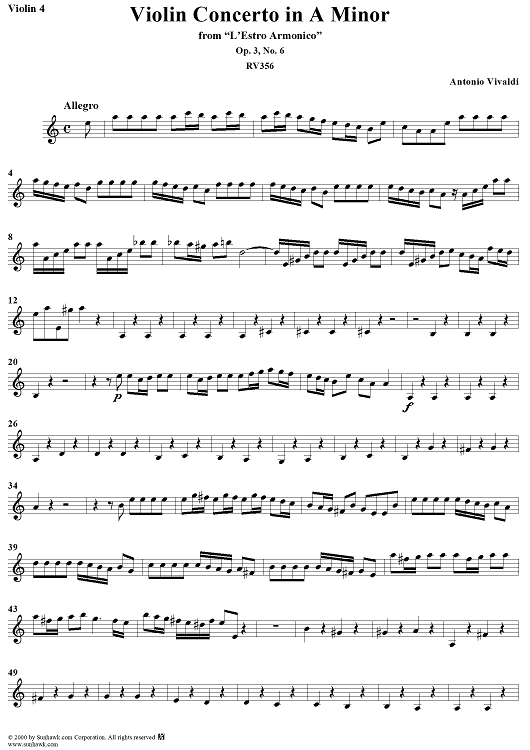 Violin Concerto in A Minor - Violin 4