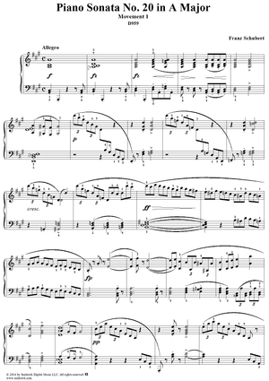 Sonata No. 20 in A Major, Op. Posth, Movement 1: Allegro