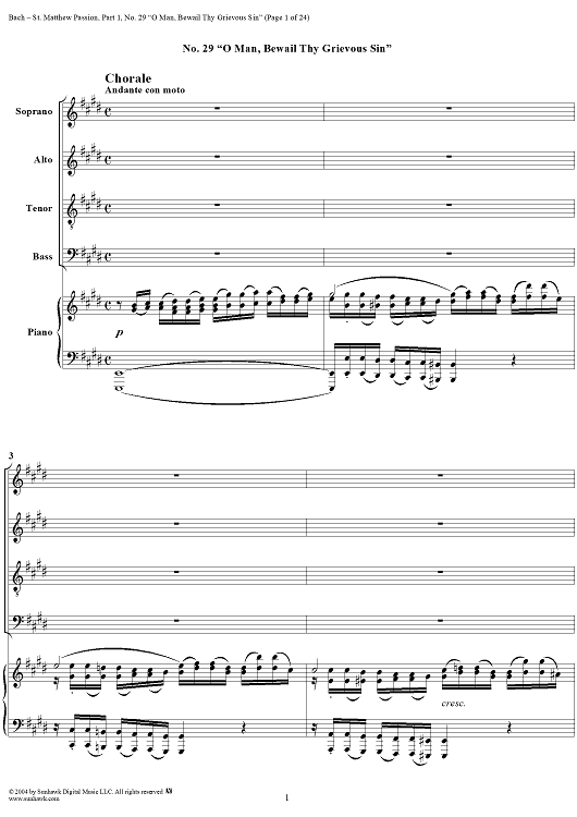 St. Matthew Passion: Part I, No. 29, "O Man, Bewail Thy Grievous Sin"