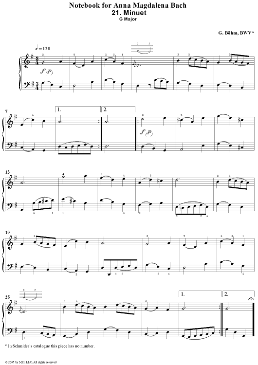 21. Menuet in G Major (spur: c by Georg Böhm)