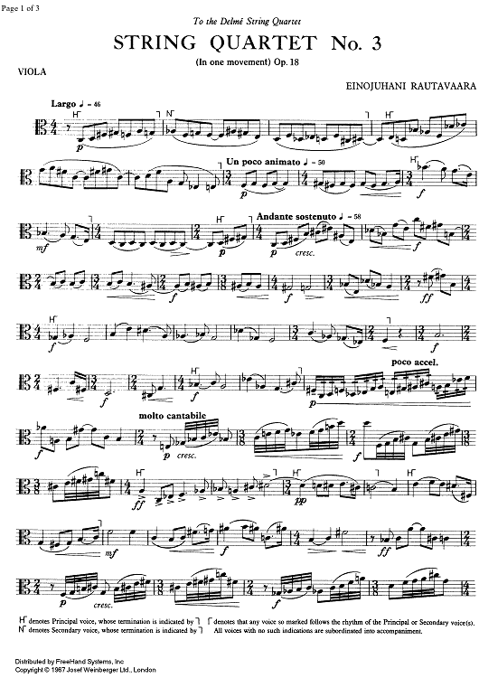 String Quartet No. 3 Op.18 - Viola