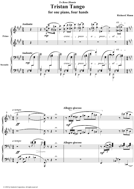 Three Pieces for Piano Duet, No. 1: Tristan Tango