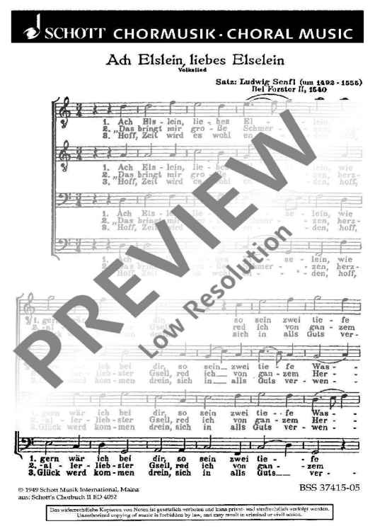 Ach Elslein - Choral Score