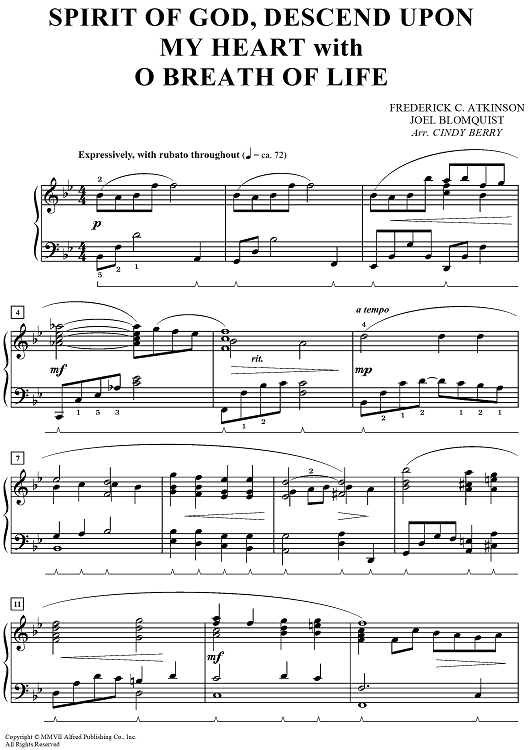 Spirit of God, Descend Upon My Heart with O Breath of Life