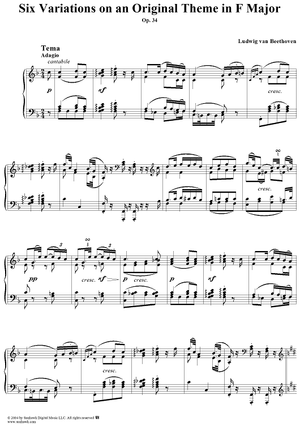 Six Variations on an Original Theme in F Major, Op. 34