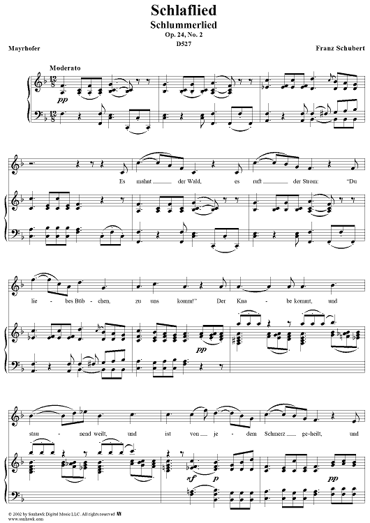 Schlaflied (Schlummerlied), Op.24, No.2, D527