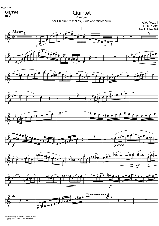 Quintet A Major KV581 - Clarinet in A