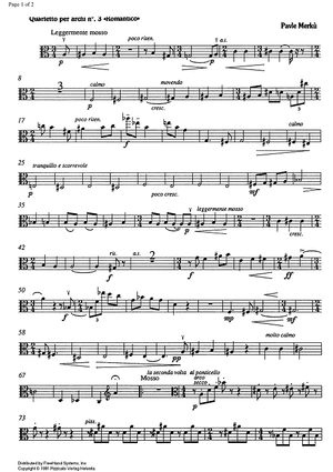 Quartetto No. 3 Romantico - Viola