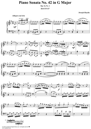 Piano Sonata no. 42 in G major,Op. 14, no. 1, HobXVI/27&quot