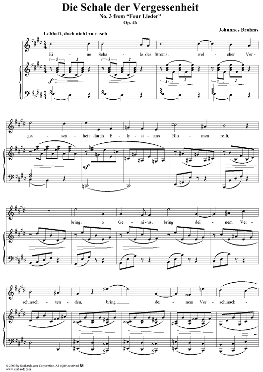 Die Schale der Vergessenheit - No. 3 from "Four Lieder" Op. 46
