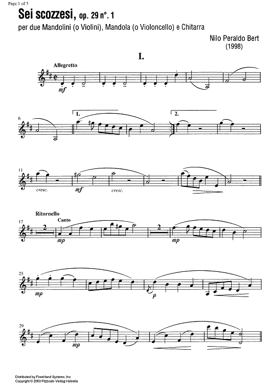 Sei scozzesi Op.29 No. 1 - Mandola/Cello