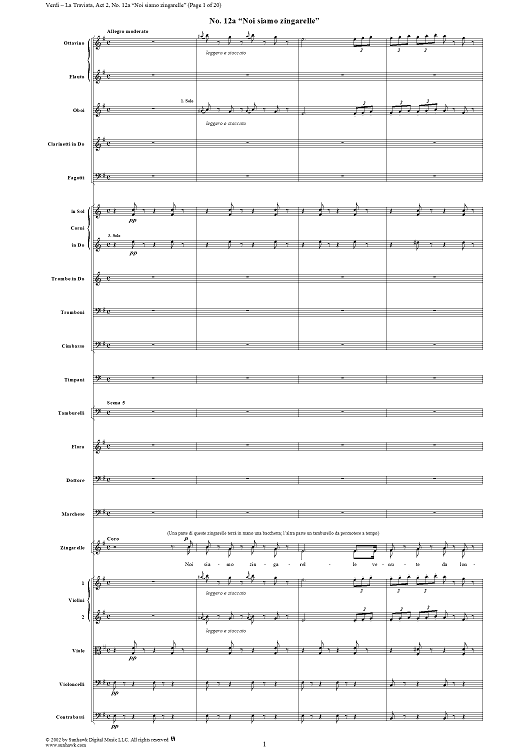 Noi siamo zingarelle, No. 12a from "La Traviata", Act 2 - Full Score