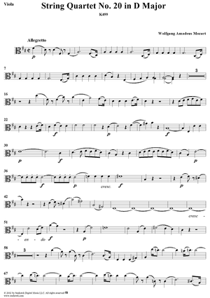 String Quartet No. 20 in D Major, K499 - Viola