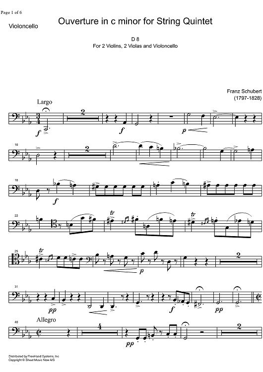 Overture c minor D8 - Cello