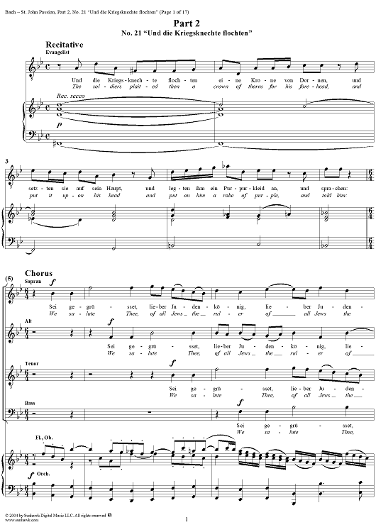 St. John Passion: Part II, No. 21, "Und die Kriegsknechte flochten"