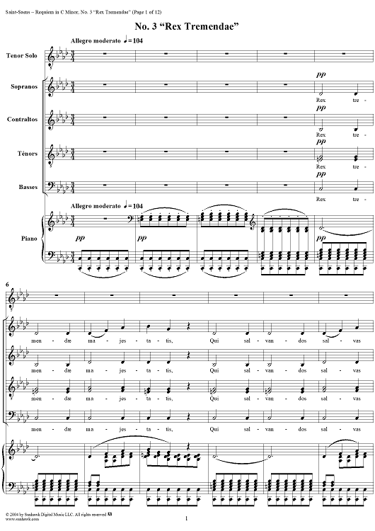 Requiem in C Minor, Op. 54: No. 3, Rex Tremendae