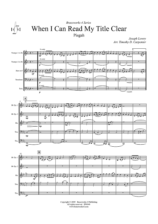 When I Can Read My Title Clear - Score