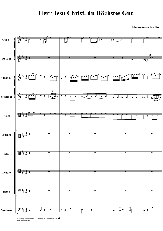 Chorus from Cantata no. 113  ("Herr Jesu Christ, du höchstes Gut") - Full Score