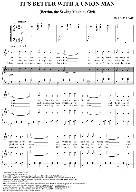 It's Better with a Union Man (Berta, the Sewing Machine Girl)