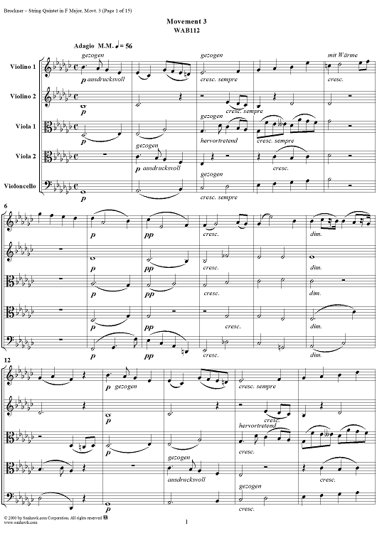 String Quintet in F Major, Movement 3 - Full Score