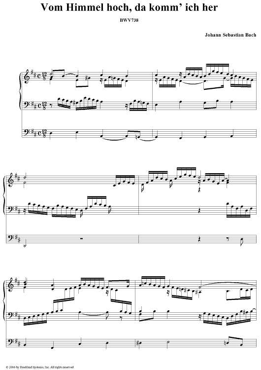 Vom Himmel hoch, da komm' ich her, BWV738