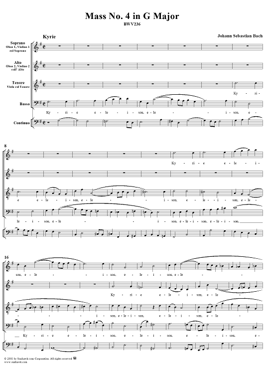 Mass No. 4 in G Major (BWV236) - Full Score