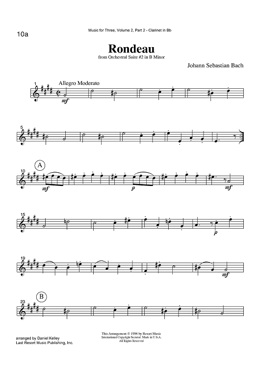 Rondeau - from Orchestral Suite #2 in B Minor - Part 2 Clarinet in Bb