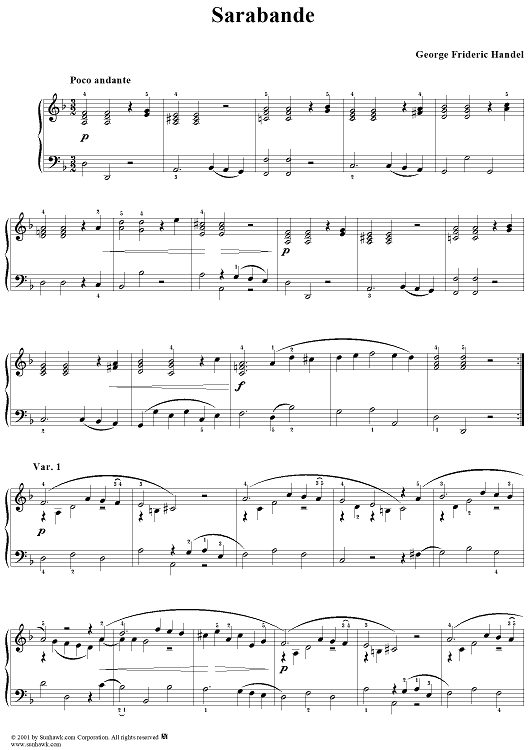 Sarabande in D Minor, from Suite No. 11