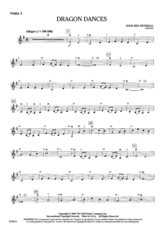 Dragon Dances - Opt. Violin 3 (Viola)