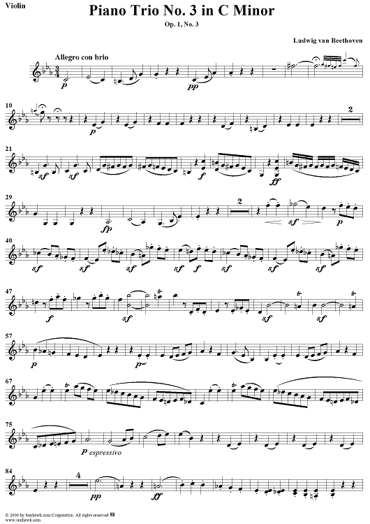 Piano Trio No. 3 in C Minor, Op. 1, No. 3 - Violin