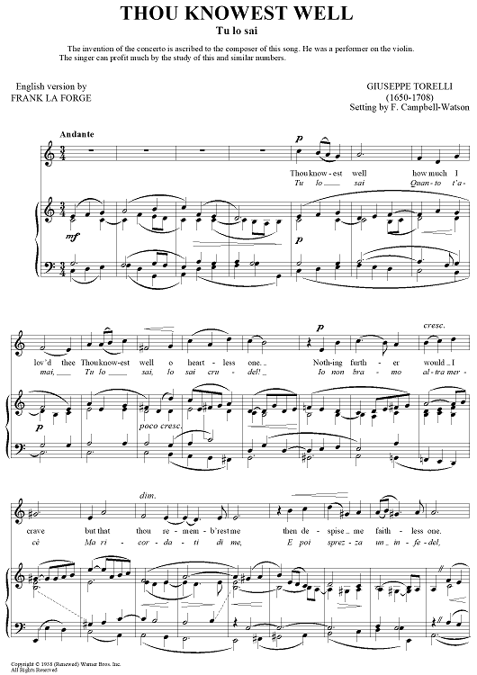 Thou Knowest Well (Tu lo sai)