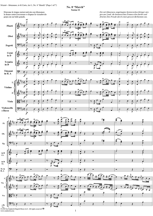 Idomeneo, rè di Creta, Act 1, No. 8 "March" - Full Score