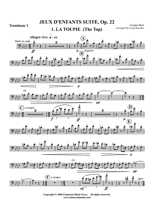Jeux d'Enfants Suite, Op. 22 - Trombone 1