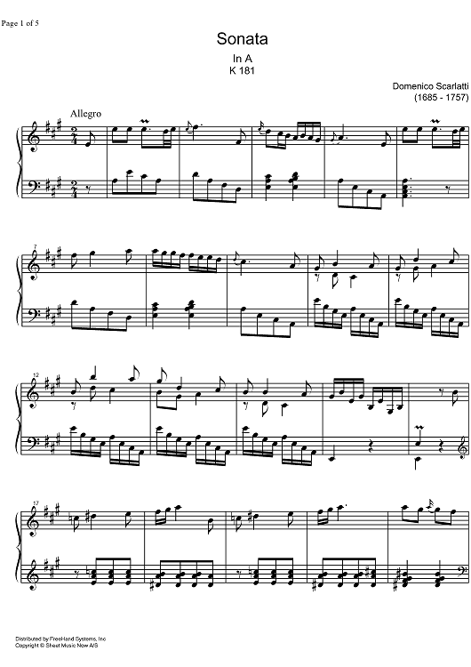 Sonata A Major K181