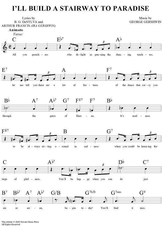 I'll Build a Stairway to Paradise" Sheet Music for Lead Sheet Sheet