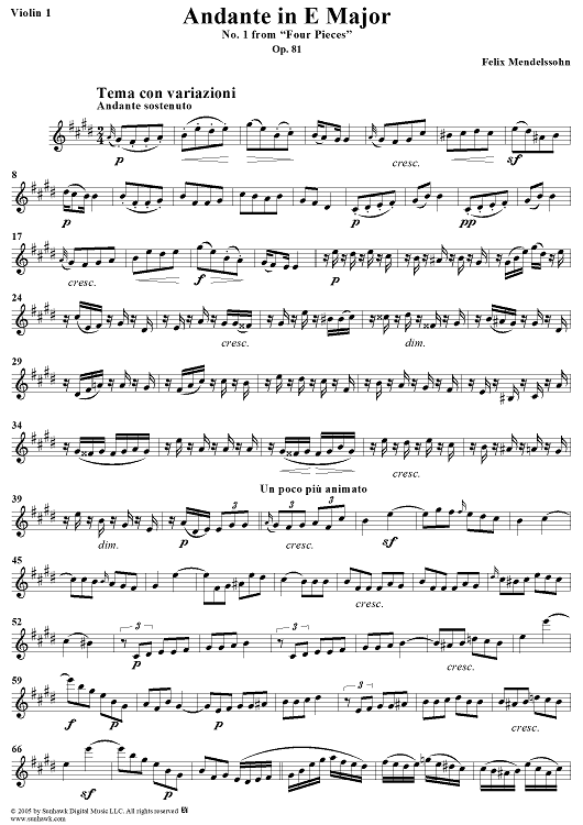 No. 1: Andante - Violin 1