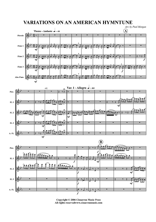Variations on An American Hymntune - Score