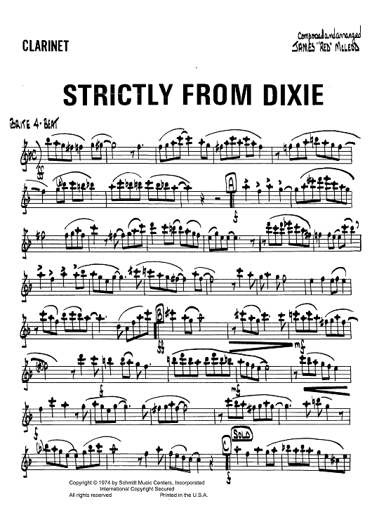 Strictly From Dixie - Clarinet