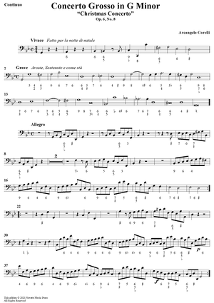 Concerto Grosso No. 8 in G Minor, Op. 6, "Christmas Concerto" - Continuo