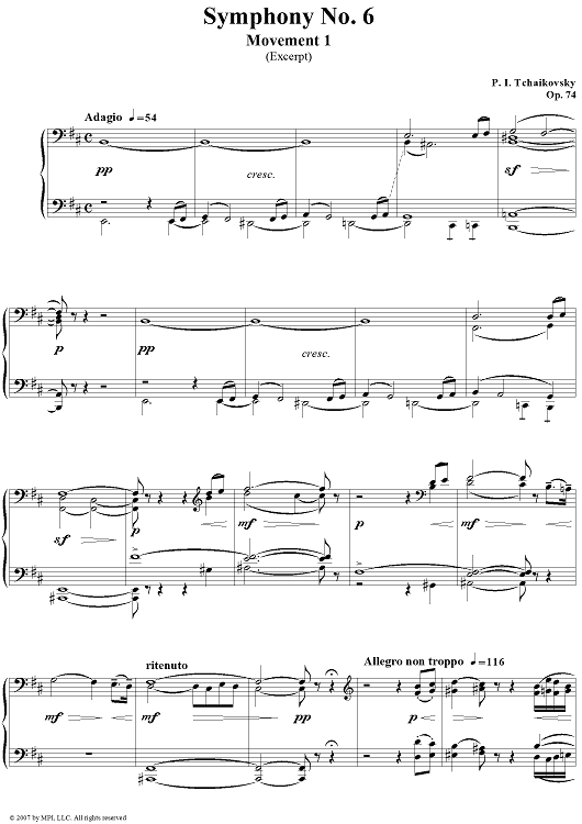 Get to Know Tchaikovsky. Symphony No. 6. Movement 1. (Excerpt)