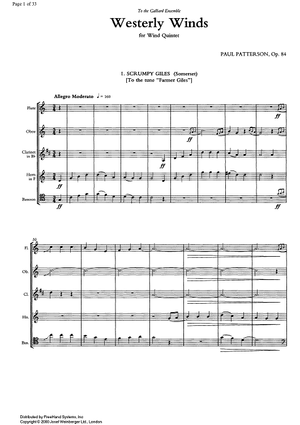Westerly Winds Op.84 - Score