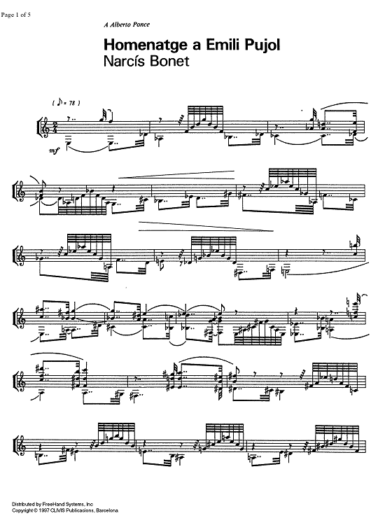 Homenatge a/Hommage to Emili Pujol - Guitar