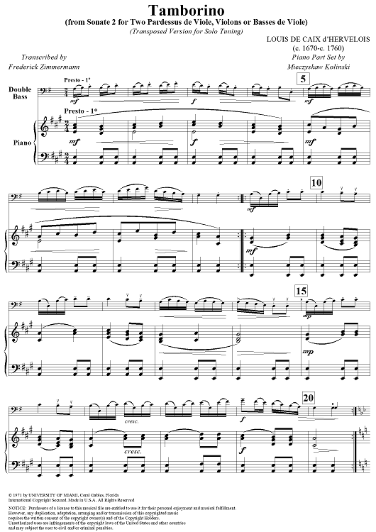 Tamborino - Piano Score